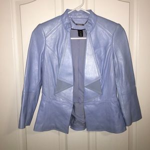 White House black market blue leather jacket XXS